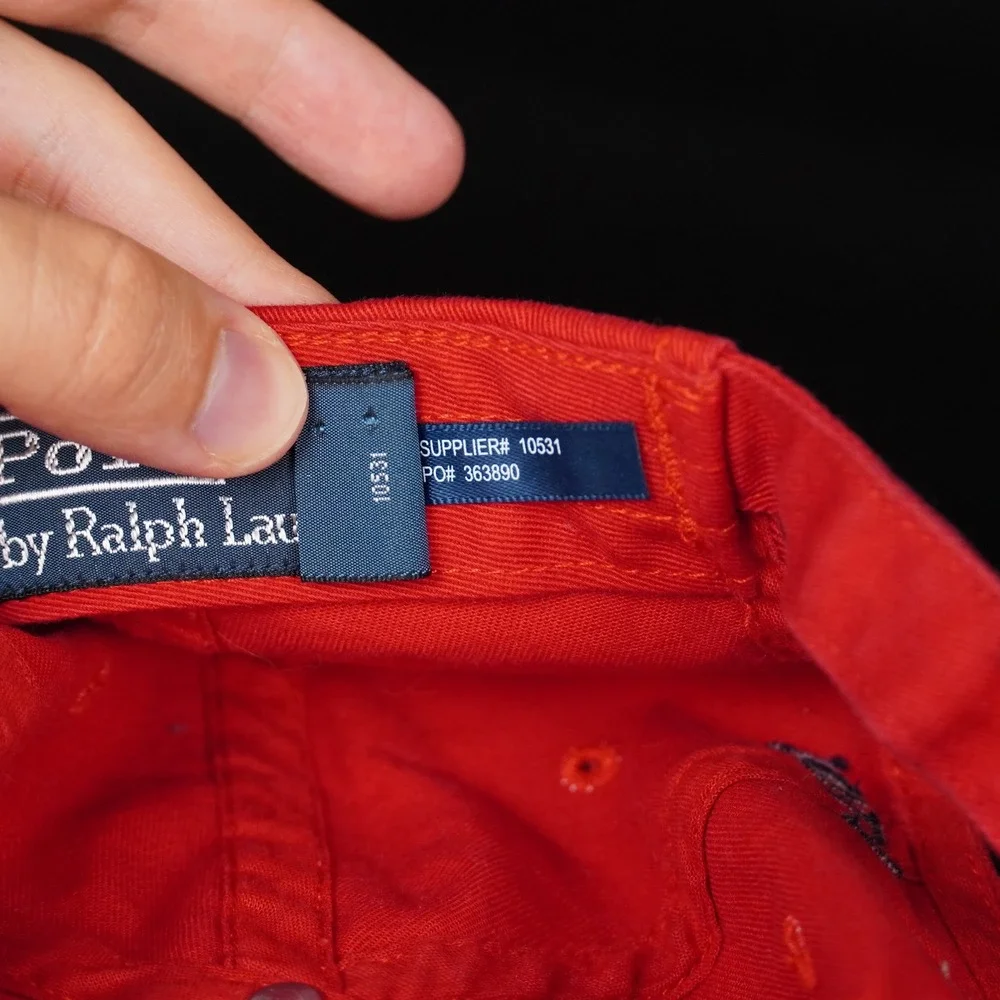 Vintage Polo Ralph Lauren Baseball Cap Mens Red Pony Logo Adjustable Hat